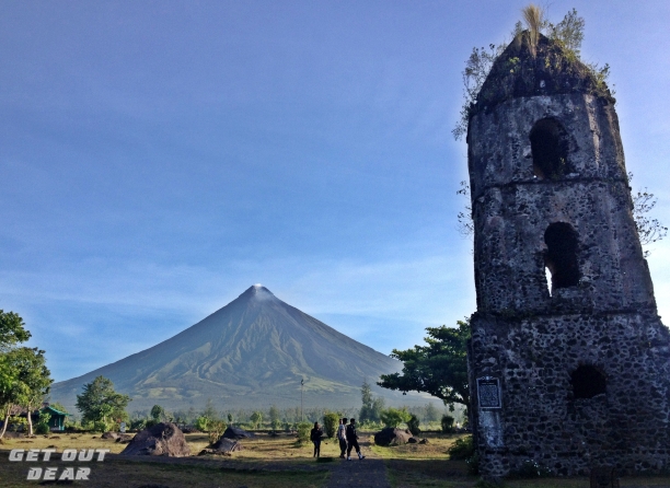 The Cagsawa Ruins are the remnants of an 18th-century Franciscan church, the Cagsawa church. It was built in 1724, but was destroyed by the eruption of the Mayon Volcano in 1814. (Source: Wikipedia)